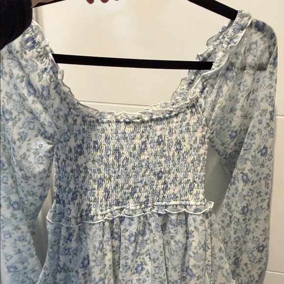 Ultra Flirt Light Blue Floral Tiered Mini Dress - Picture 6 of 6